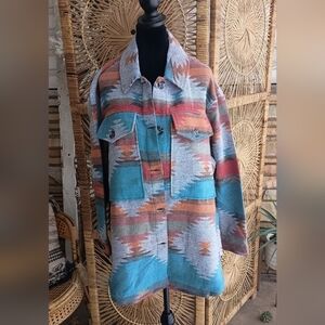 Dictionary Southwestern Colorful Patterned Shacket/Jacket_L/XL